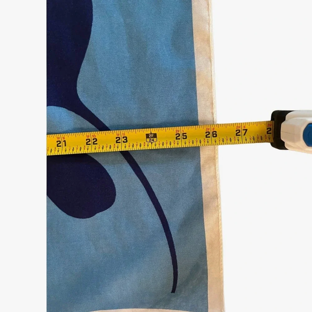 Vintage Abstract Floral Scarf 26” Square Blue White Tan Navy Retro Print